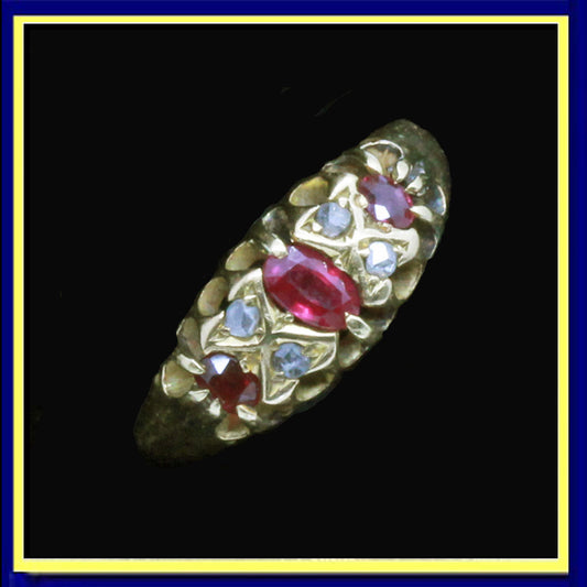 antique Edwardian ring gold rubies diamonds England
