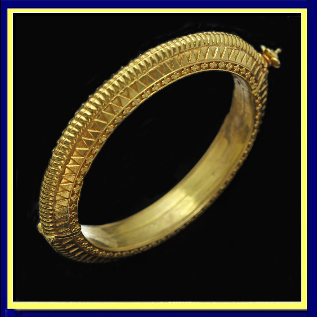 Antique 22k Gold Bangle Bracelet India Exquisite (3930)