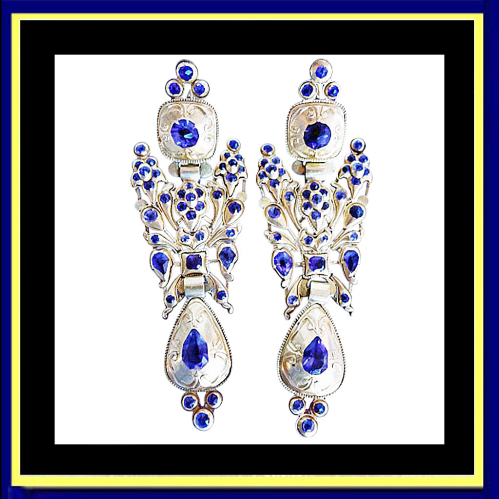 antique Georgian earrings ear pendants gold amethyst Iberian very long