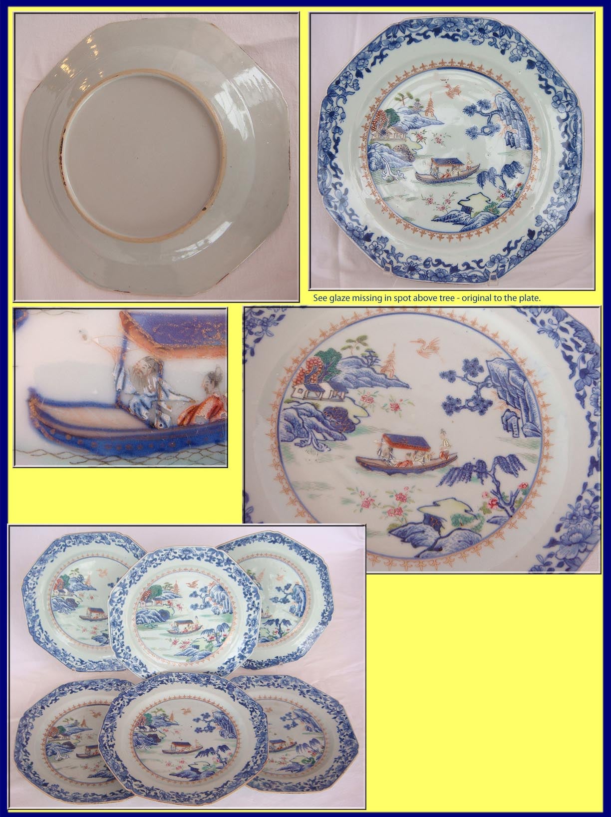 ANTIQUE CHINESE CERAMIC QIANLONG 18C PLATES - BLUE WHITE(4182)