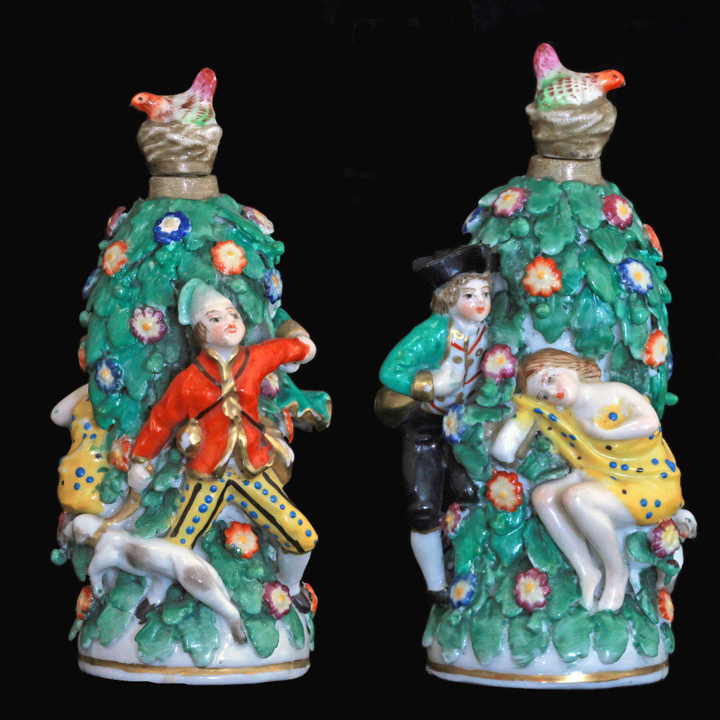 Antique Porcelain Perfume Scent Bottle Figures Dog Chicken Games (3823)