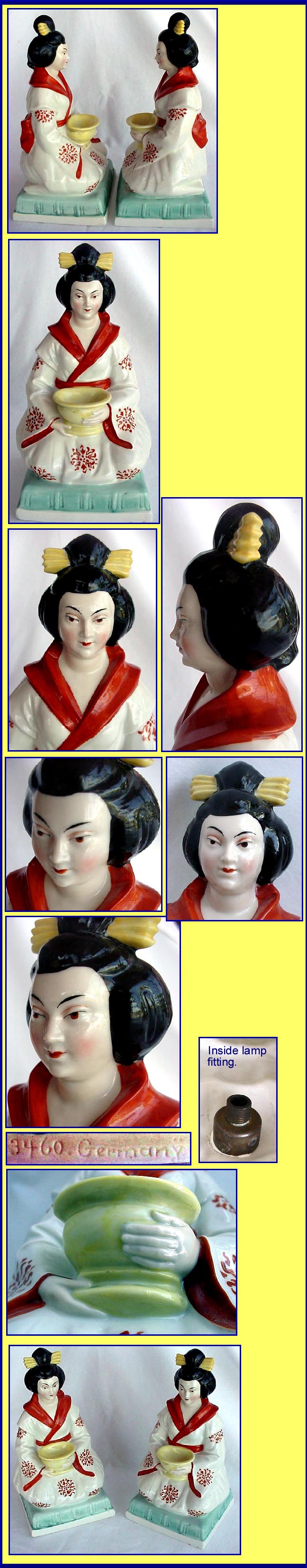 Antique Perfume Lamp Geisha Figurine German c1900 (2571)