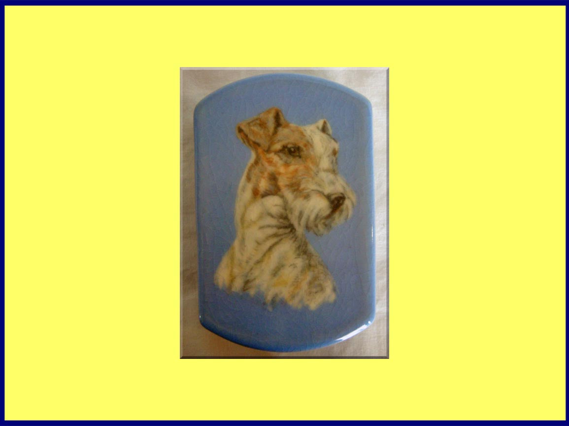 Antique Rookwood Ceramic Jewelry Tool Box painted Fox Terrier F King (3636)