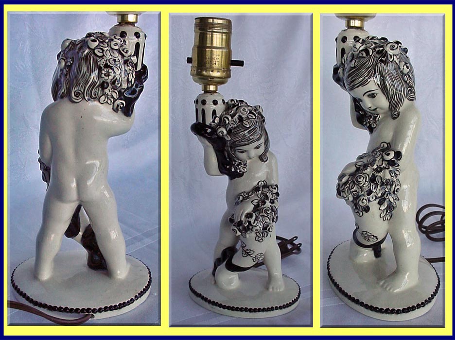 Wiener Kunstkeramische Werkstatte Figural Lamp Cherub ceramic (3408)