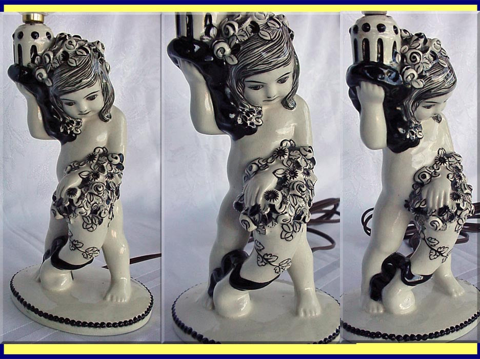 Wiener Kunstkeramische Werkstatte Figural Lamp Cherub ceramic (3408)