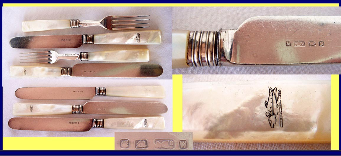 Antique Flatware Set for 12 Silver Plate Mother of Pearl (4538)