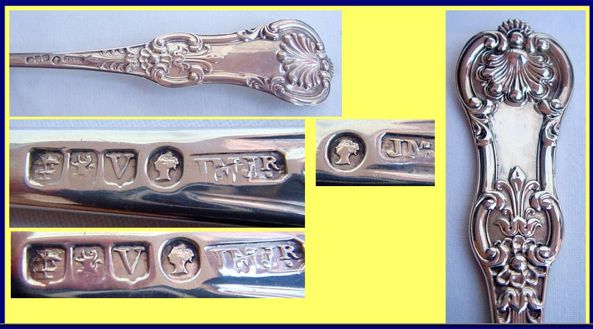 Antique Pair c1840 Scotland Sterling Silver long Stufffing Spoons (4509)