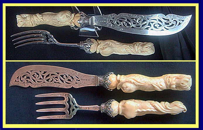 antique Victorian sterling silver serving set dolphins foliage