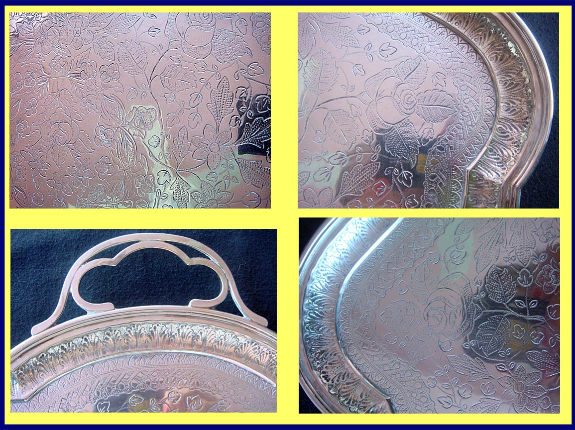 Antique Russian Chased Silver Tray P Milyukov Moscow 1893 (4851)