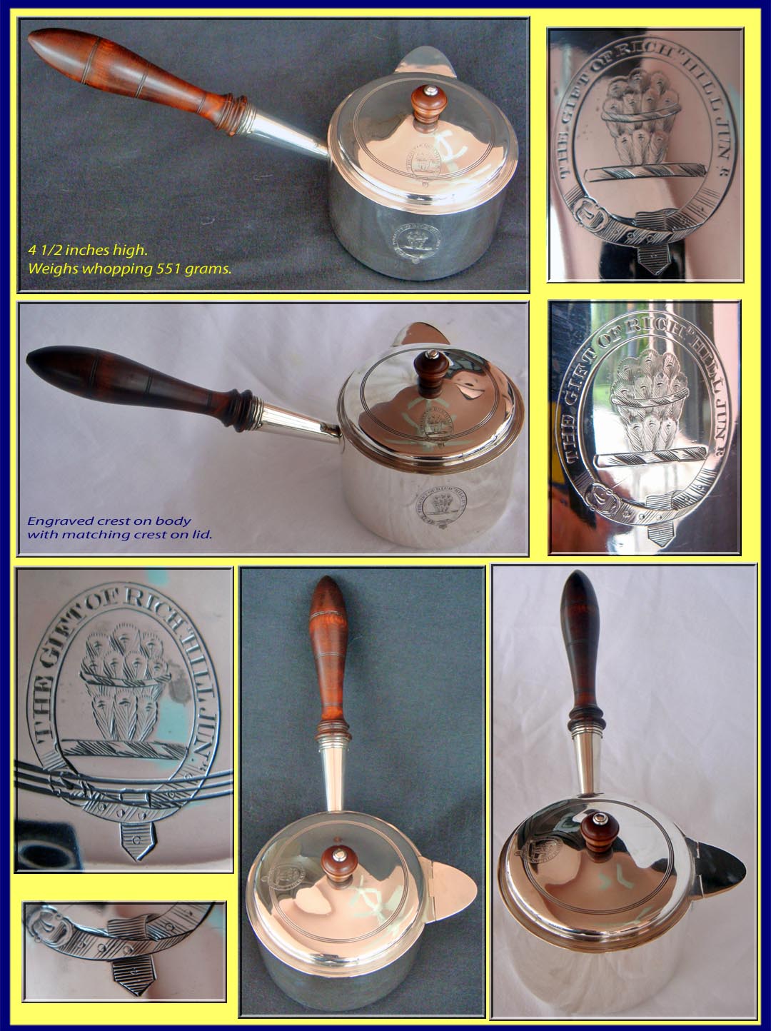 John Emes Antique Regency Sterling Silver Brandy Warmer London 1801 (3807)