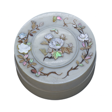 Antique Shibayama trinket box inlaid butterflies beetles flowers Japanese (3164)