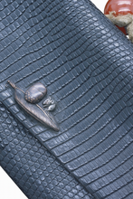 Antique Japanese Shakudo Pouch Pipe Case Mixed Metal Silver (5516)