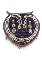 Georgian Set Earrings Necklace 18k Gold Diamonds Pearls French Bridal (7098)