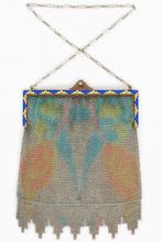 Antique Art Deco Purse evening Bag Mesh Metal Enamel German 1920's Flapper (4006)