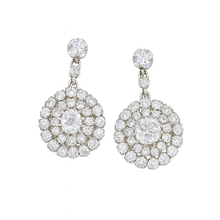 Antique Victorian Earrings Ear Pendants 5.29ct Diamonds Gold Silver English(7259)