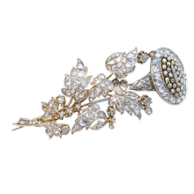 Antique Georgian Brooch Pendant Gold Diamonds Floral En Tremblant (6936)