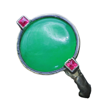 Antique Art Deco Ring Natural jade rubies 18k gold enamel Birmingham 1924 (7414)