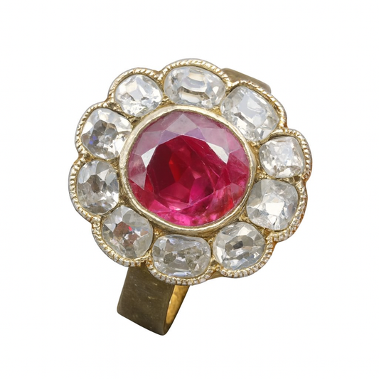 Antique Ring natural Burmese ruby diamond gold GIA Certificate no heat ruby(6479)