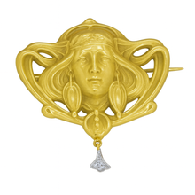 Antique Art Nouveau Brooch Pendant Gold Diamond sgnd Janvier, Nelly Kaplan(7011)