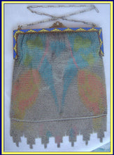 Antique Art Deco Purse evening Bag Mesh Metal Enamel German 1920's Flapper