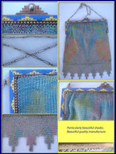 Antique Art Deco Purse evening Bag Mesh Metal Enamel German 1920's Flapper (4006)