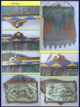 Antique Art Deco Purse evening Bag Mesh Metal Enamel German 1920's Flapper (4006)