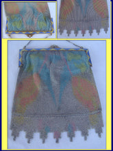 Antique Art Deco Purse evening Bag Mesh Metal Enamel German 1920's Flapper (4006)