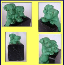 Charming Antique Puppy Dog Bookends Painted Metal Figures Circa 1920–1940 (4085)