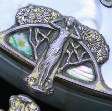 Art Nouveau Pair Boxes Mother Of Pearl Gilded Silver Women Signed AF (3378)