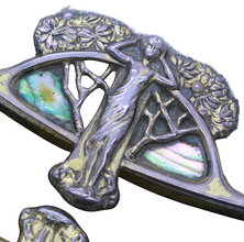 Art Nouveau Pair Boxes Mother Of Pearl Gilded Silver Women Signed AF (3378)