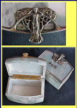 Art Nouveau Pair Boxes Mother Of Pearl Gilded Silver Women Signed AF (3378)