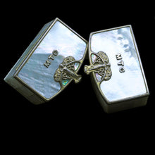 Art Nouveau Pair Boxes Mother Of Pearl Gilded Silver Women Signed AF (3378)