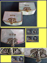 Art Nouveau Pair Boxes Mother Of Pearl Gilded Silver Women Signed AF (3378)