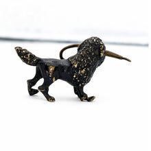 Antique miniature Vienna Bronze poodle dog umbrella cold painted figurine (2664)