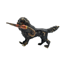 Antique miniature Vienna Bronze poodle dog umbrella cold painted figurine (2664)