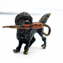 Antique miniature Vienna Bronze poodle dog umbrella cold painted figurine (2664)