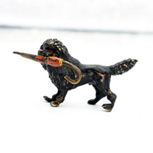 Antique miniature Vienna Bronze poodle dog umbrella cold painted figurine (2664)