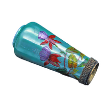 Antique Victorian handpainted signed Limoges Enamel on metal vase fuschias (2246)