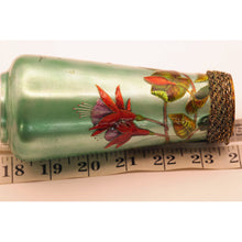 Antique Victorian handpainted signed Limoges Enamel on metal vase fuschias (2246)