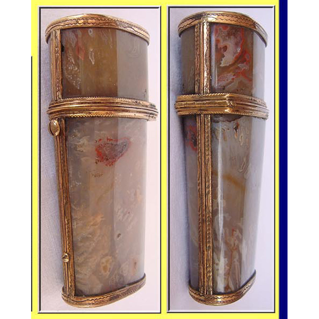 Antique Georgian etui gilt hardstone metal necessaire full set implements (4137)
