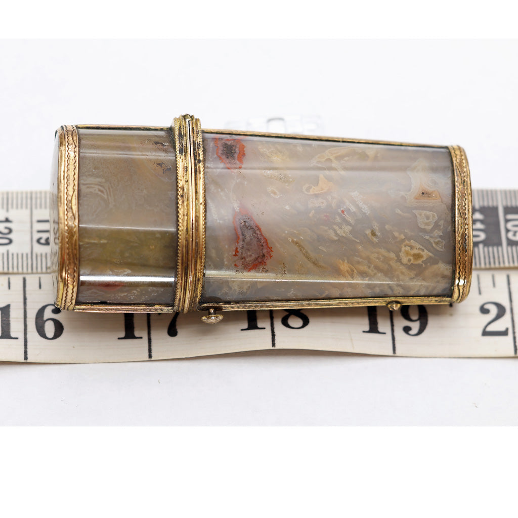 Antique Georgian etui gilt hardstone metal necessaire full set implements (4137)