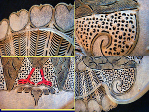 Antique Art Nouveau fan eventail pierced vellum hp eagle hearts horn frame (3500)