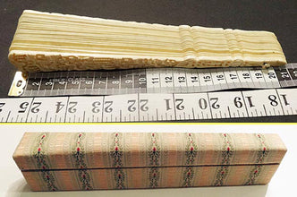 Antique Chinese Carved Ivory and Bone Brise Fan Eventail w silk fan box (5490)