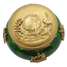 Antique Art Nouveau Gold Mounted emerald Green glass Dresser box (1740)
