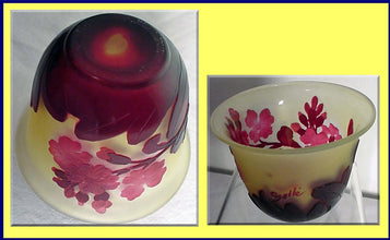 Antique Signed Emile Gallé Cameo Glass Vase Bowl Exquisite Floral Carving(#3138)