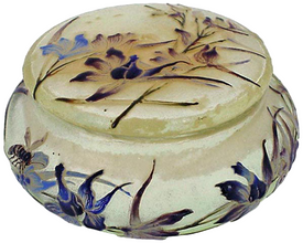 Galle signed Enamel Art Glass box Bee and Flowers Antique (3149)