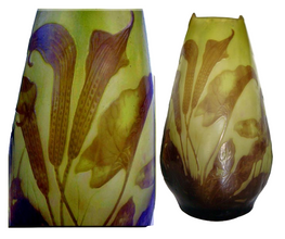 Antique Emile Galle Calla Lily Cameo Glass Vase (3294)