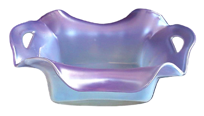 HOSCH Antique Bohemian Glass bowl iridescent pearly purple ex Truitt (1956)