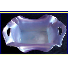 HOSCH Antique Bohemian Glass bowl iridescent pearly purple ex Truitt (1956)