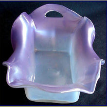 HOSCH Antique Bohemian Glass bowl iridescent pearly purple ex Truitt (1956)